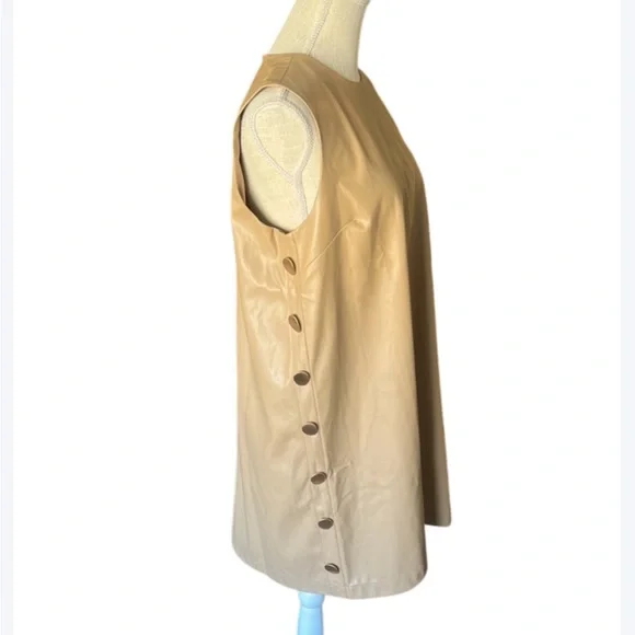 HYACINTH HOUSE by TUCKERNUT Butterscotch Bitsy Faux Leather Mini Swing Dress- M - Picture 5 of 16